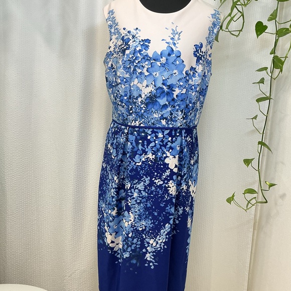 Dex Blue and White Floral Midi Dress - Picture 3 of 5